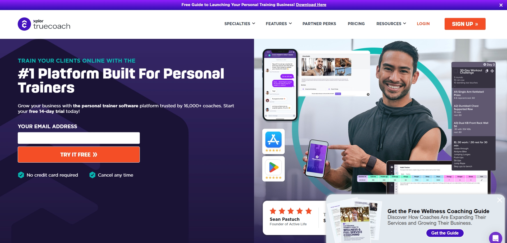 TrueCoach logo, 1-on-1 personal training software