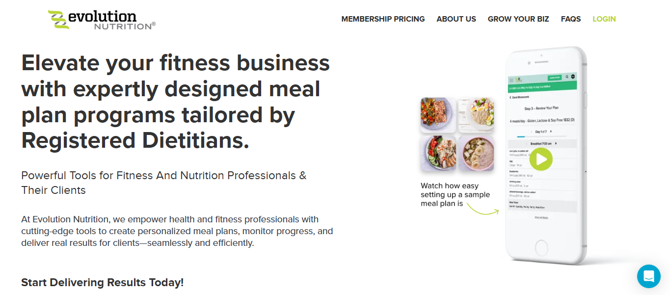 app for personal trainers Evolution Nutrition